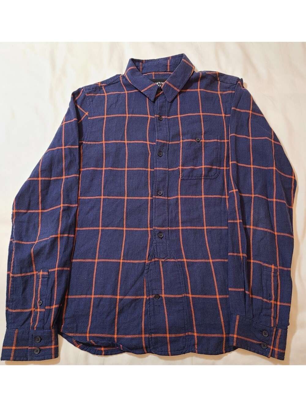 Native Youth Flannel Shirt Mens Size Small Blue Window Pane Workwear Western EUC